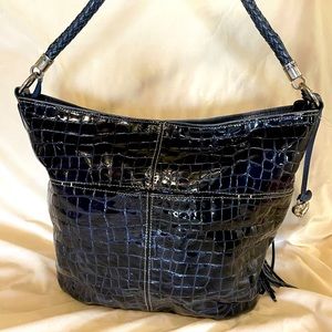 Brighton Navy Blue Alligator Patent Leather Purse